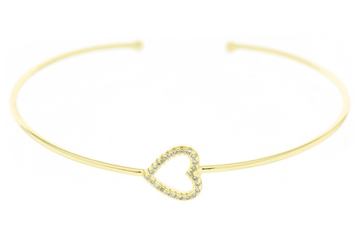 Brazalete plata 925 rigido corazon cz