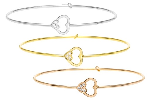 Pulsera brazalete plata 925 cierre corazon cz