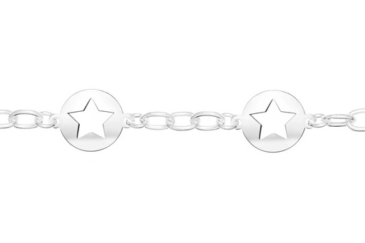 [09661P1600PL] Pulsera plata 925 placa estrella