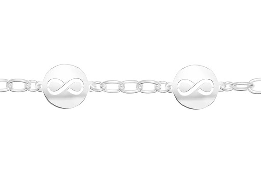 [09662P1600PL] Pulsera plata 925 placa infinito