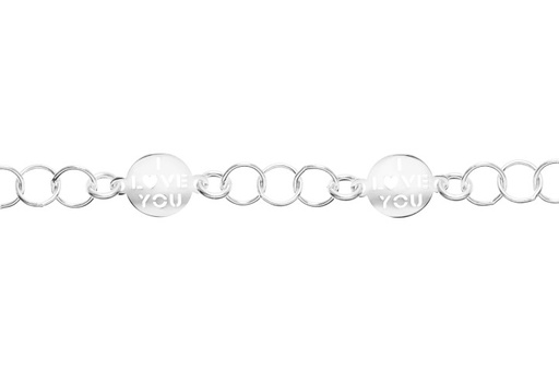 [09666P1600PL] Pulsera plata 925 placa i love you
