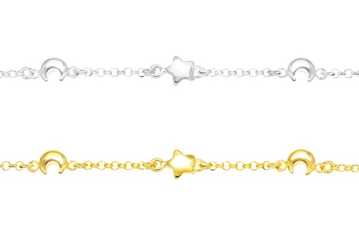 Pulsera plata 925 estrellas y lunas