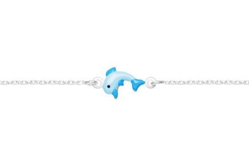 [09771P130CEL] Silver 925 enamel dolphin bracelet