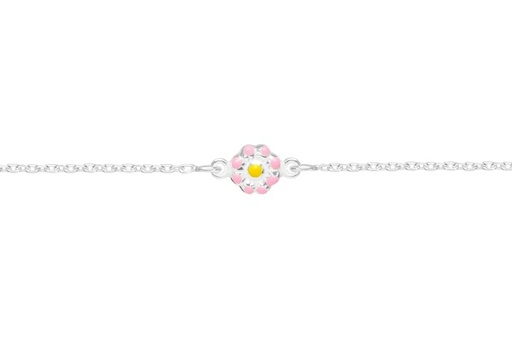 [09773P130ROS] Pulsera plata 925 flor esmaltada