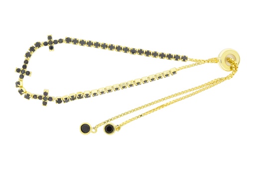 Pulsera plata 925 cruz cz 2mm cierre corredero