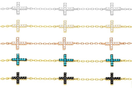 Pulsera plata 925 tres cruces zirconita