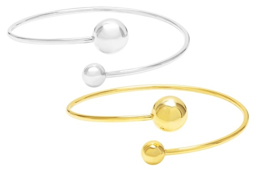 Brazalete plata 925 rigido bolas abierto