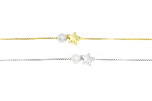 [10232P150PBL] Silver 925 star pearl bracelet