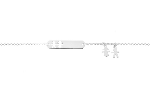 [10233P1500PL] Pulsera plata 925 no me olvides placa 26x6mm niña niño calados