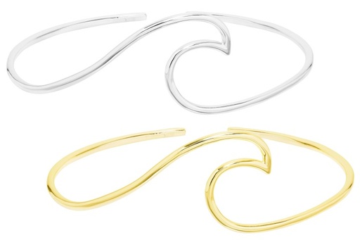 Brazalete plata 925 rigido ola abierto