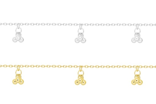 Pulsera plata 925 tres bolitas