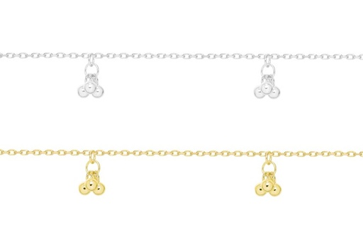 Tobillera plata 925 tres bolitas