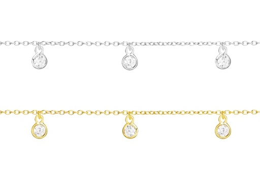 Pulsera plata 925 seis circonitas 4mm