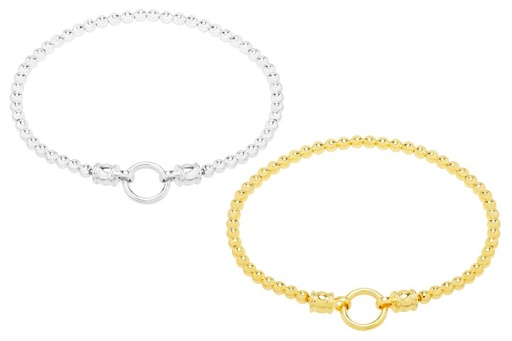 Pulsera plata 925 cadena bola elástica y anilla