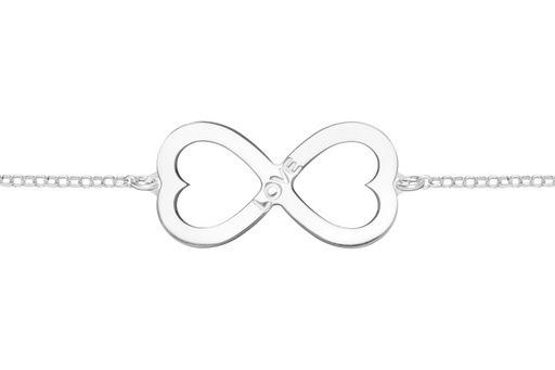 [10627P1600PL] Pulsera plata 925 doble corazón grabado love