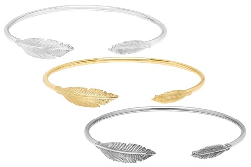 Brazalete plata 925 tubo flex pluma