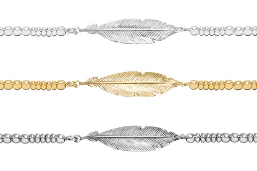 Pulsera plata 925 pluma