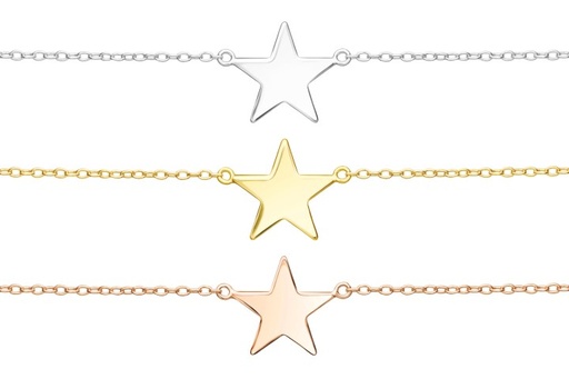 Silver 925 star bracelet 16+5cm sterling silver