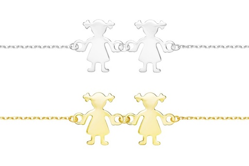 Silver 925 girl & girl bracele 16+5cm sterling silver
