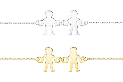 Silver 925 boy & boy bracelet 16+5cm sterling silver