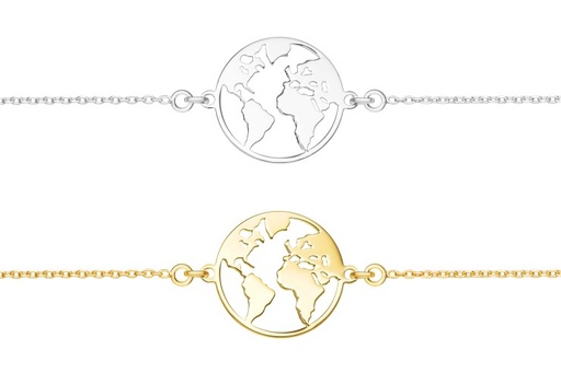 Silver 925 world map bracelet
