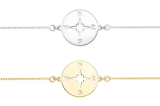 Pulsera plata 925 rosa de los vientos