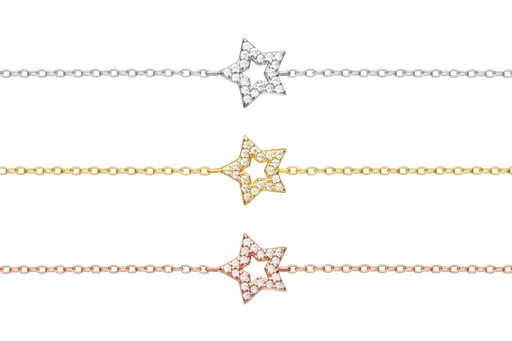 Sterling silver zirconia star bracelet