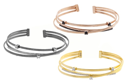 Brazalete plata 925 zirconita abierto