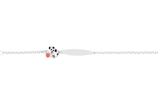 [11597P140ENJ] Pulsera plata 925 perro dalmata esmaltada placa