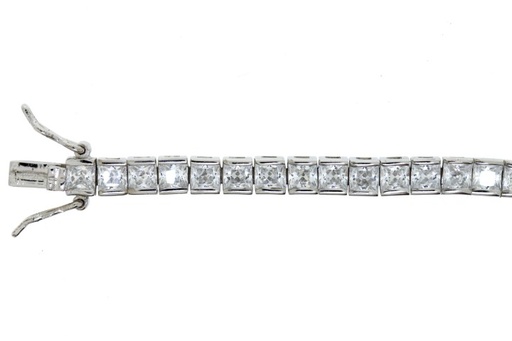 [117290181ZBL] Silver 925 bracelet riviere cz 18cm rhodium