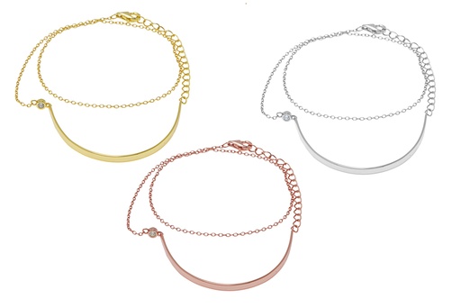 Pulsera plata 925 cz dos vueltas con cadena