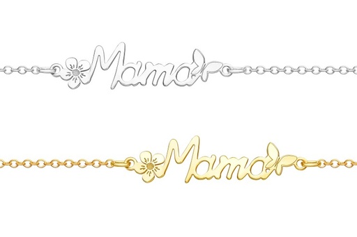 Silver 925 mama flower & butterfly bracelet