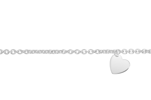 [1221601800PL] Pulsera plata 925 placa corazón