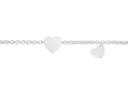 [1222601800PL] Pulsera plata 925 corazones