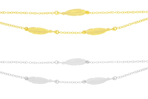 [12242P1500DO] Pulsera plata 925 plumas