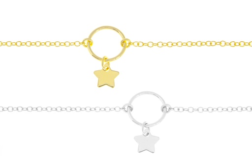 Pulsera plata 925 aro con estrella
