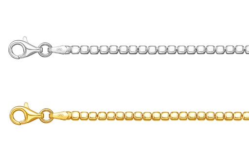 Pulsera plata 925 cadena cubo 2.5mm