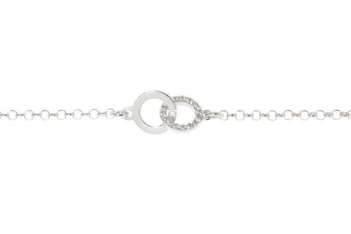[12341P151ZBL] Pulsera plata 925 dos circulos zirconita