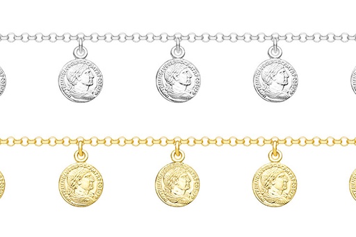 Pulsera plata 925 cinco monedas romanas