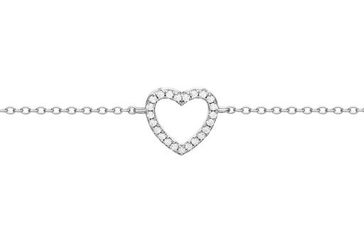 [12720P151ZBL] Pulsera plata 925 corazón zirconita