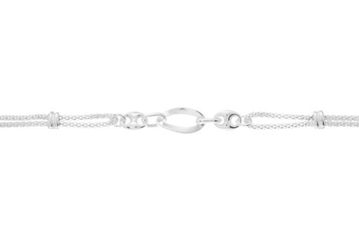 [13001P1600PL] Pulsera plata 925 doble cadena koreana con óvalo