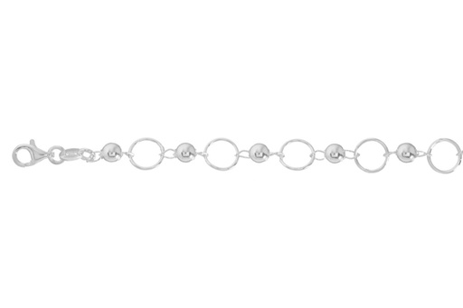 [1301901800PL] Pulsera plata 925 con bolas 5mm & anillas 8mm
