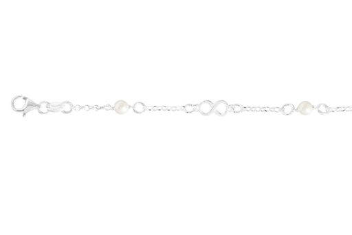 [13036P150PBL] Pulsera plata 925 infinito con perlas de 4mm