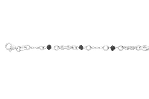 [130530181RON] Pulsera plata 925 infinito con onix facetado