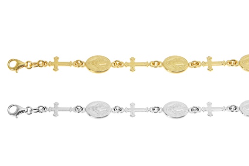 Pulsera plata 925 virgenes y cruces