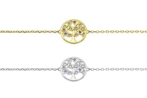 Pulsera plata 925 arbol de la vida con zirconita