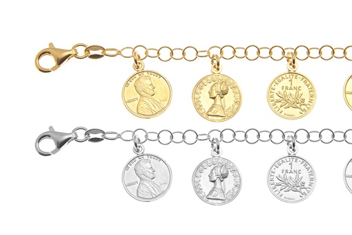 Pulsera plata 925 mix de monedas