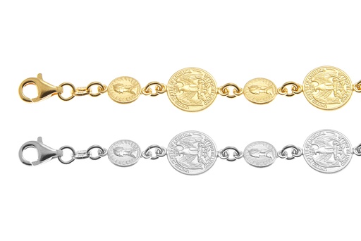 Pulsera plata 925 monedas italia y dólar americano