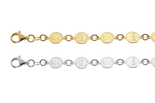 Pulsera plata 925 monedas inglaterra y americana