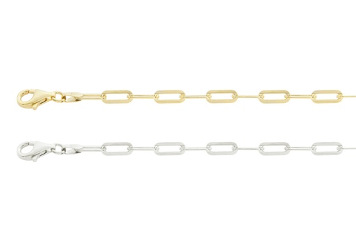 Pulsera plata 925 eslabón rectangular plano 4x9mm